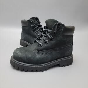 Timberland Toddler Premium 6 Inch Waterproof Leather Boots Black 7 Lace Up 12807